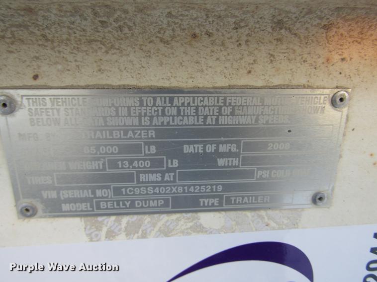 image for item DD2944 2008 Trail Blazer bottom dump trailer