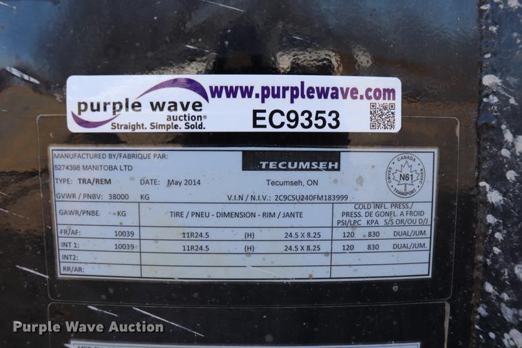 image for item EC9353 2015 Tecumseh TRA/REM bottom dump trailer