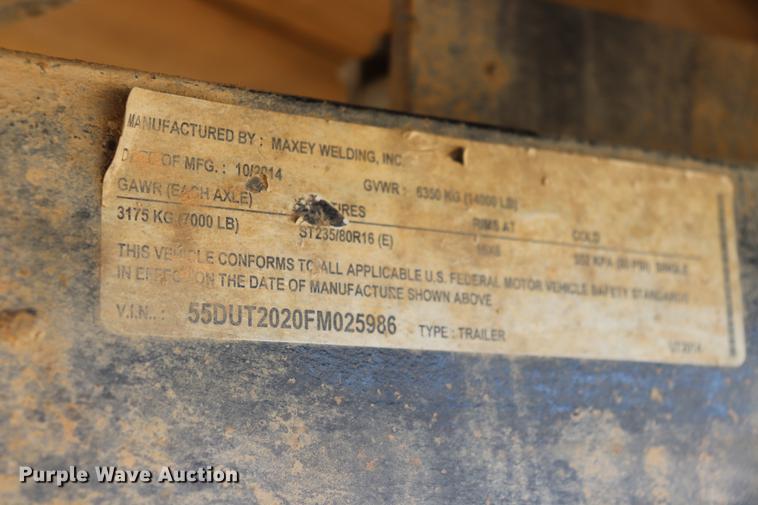 image for item EC9361 2015 Maxey equipment trailer