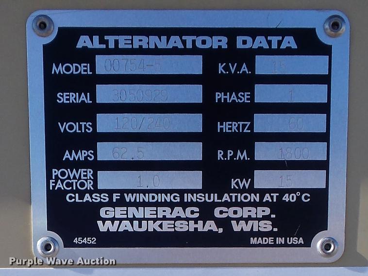 image for item DC7454 1998 Generac 00754-5 generator