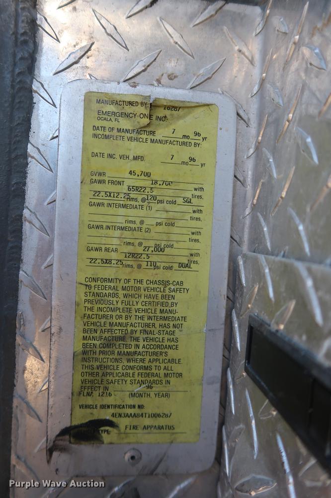 image for item DA6575 1996 Emergency One E-One fire truck