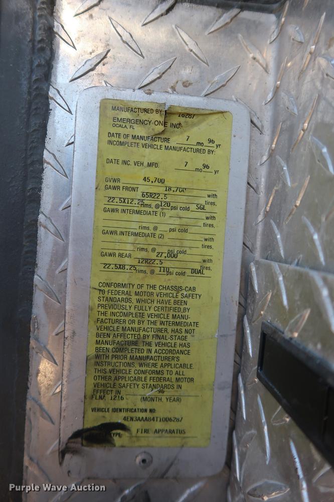 image for item DA6575 1996 Emergency One E-One fire truck