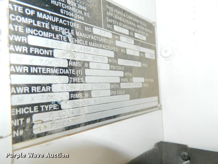 image for item DB6681 1994 Ford E350 school bus