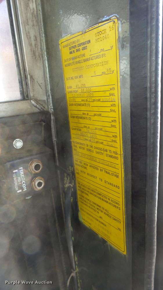 image for item DC0543 1985 Pierce Quint ladder fire truck