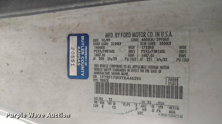 image for item DC0838 2000 Ford F150 pickup truck