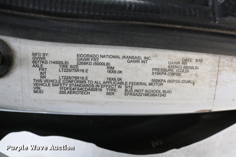 image for item DC3561 2012 Ford E450 shuttle bus