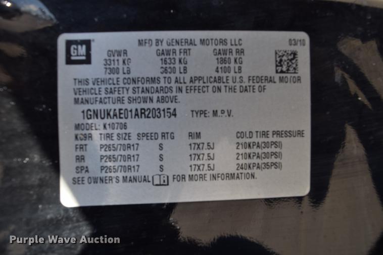 image for item DC3568 2010 Chevrolet Tahoe SUV