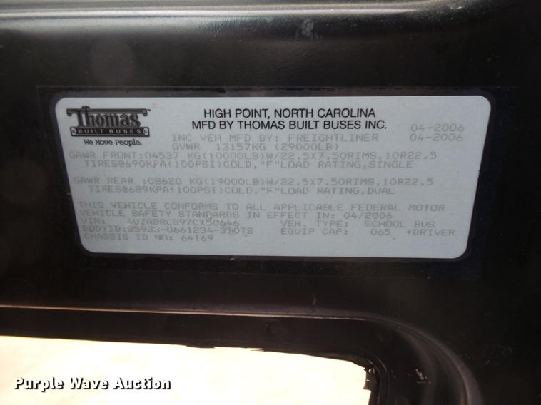 image for item DC4728 2007 Freightliner school bus