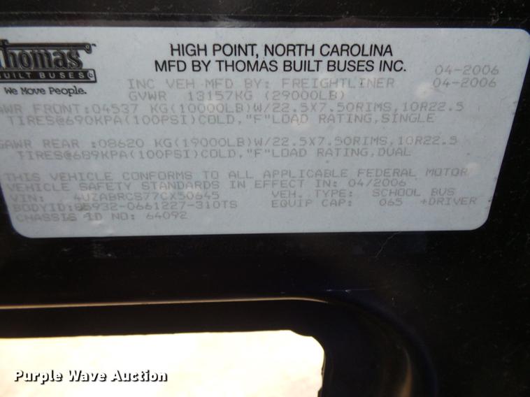 image for item DC4731 2007 Freightliner 310TS school bus