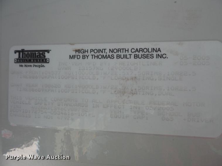 image for item DC4734 2006 Freightliner FS65 Thomas Built school bus