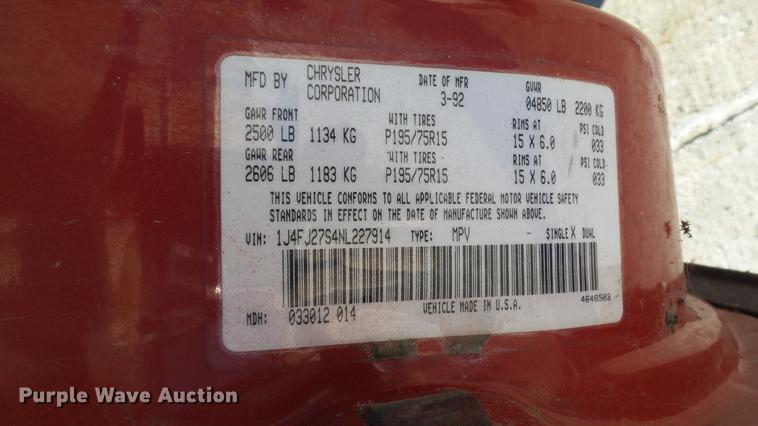 image for item DC5710 1992 Jeep Cherokee SUV