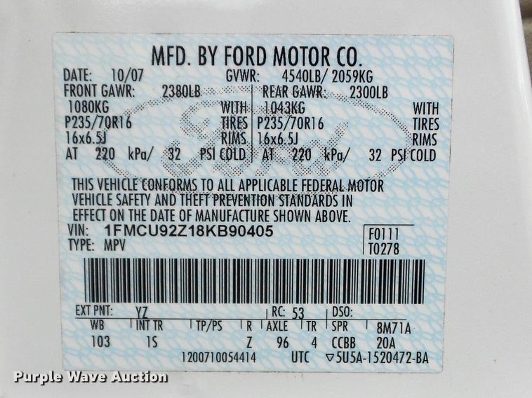 image for item DC7448 2008 Ford Escape SUV