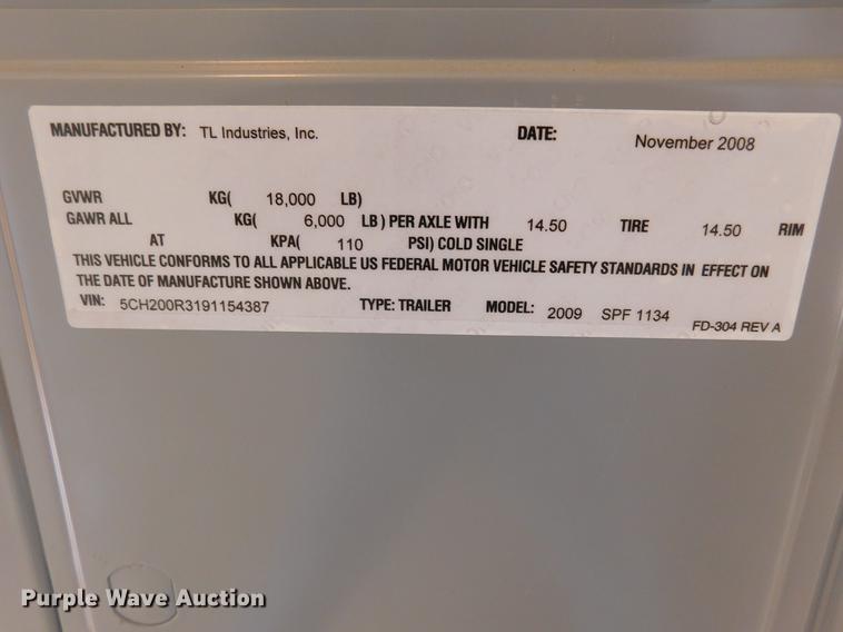 image for item DC8381 2009 TL Industries SPF1134 office trailer