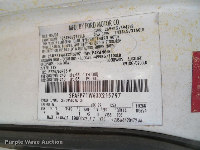 image for item DD1394 2003 Ford Crown Victoria Police Interceptor