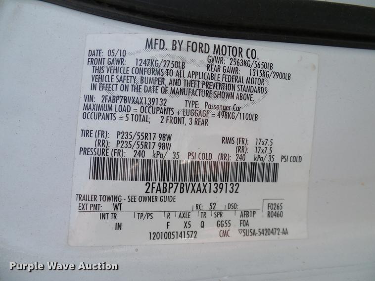 image for item DD1400 2010 Ford Crown Victoria Police Interceptor