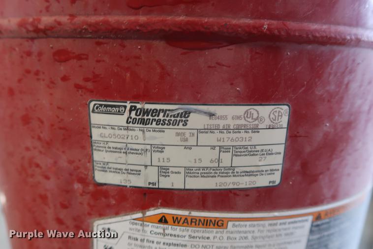 image for item DF3500 Coleman Powermate air compressor