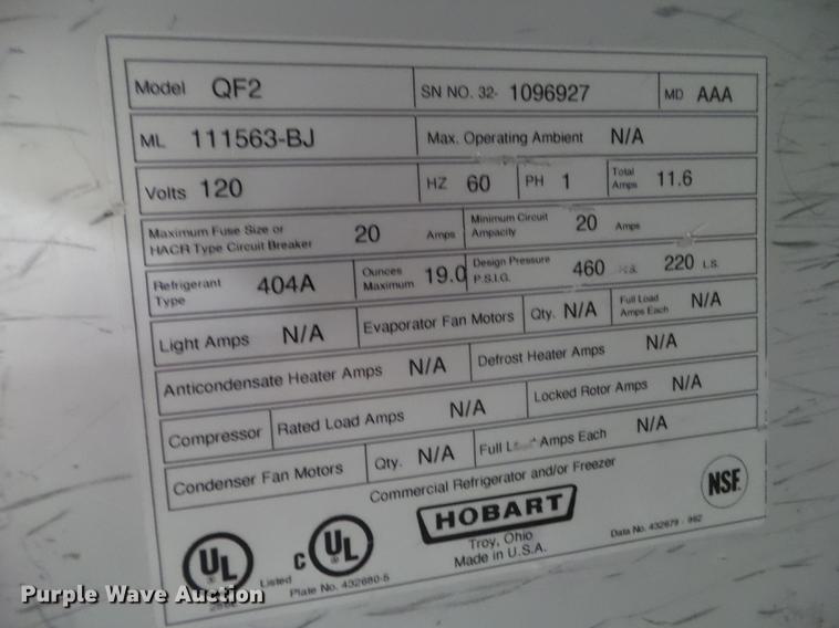 image for item DZ9160 Hobart refrigerator/freezer