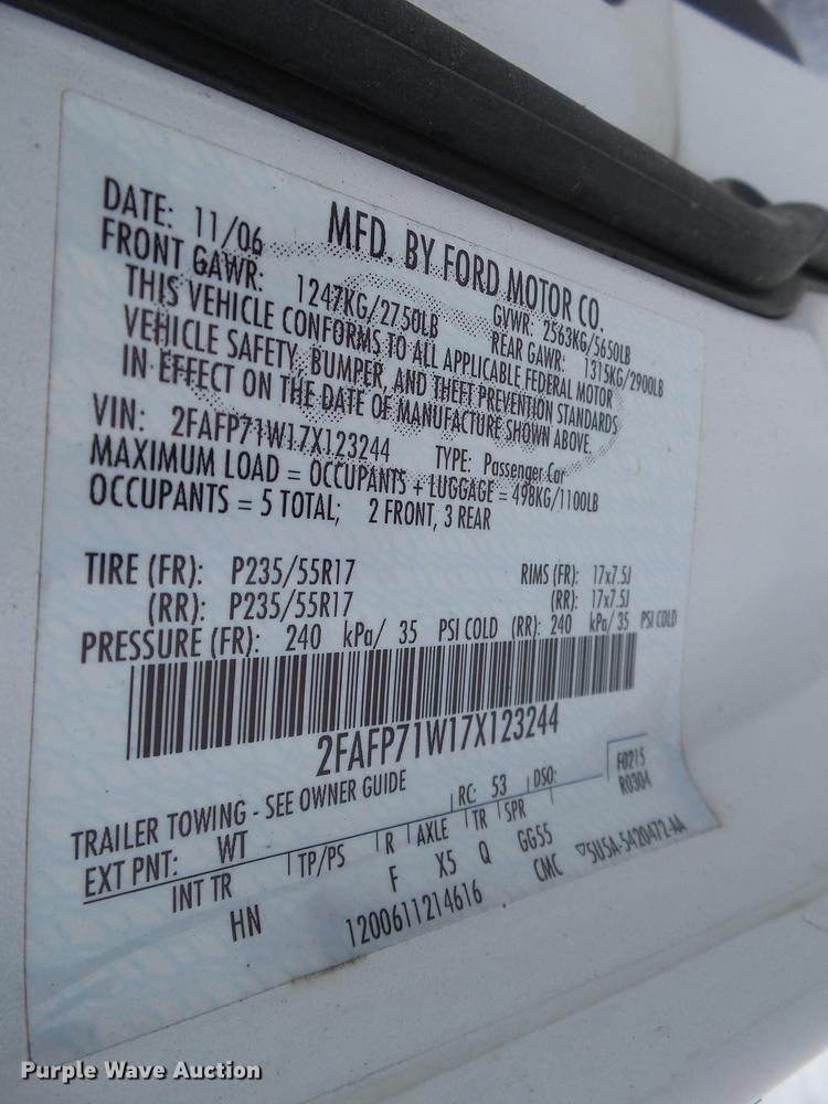 image for item DZ9186 2007 Ford Crown Victoria Police Interceptor