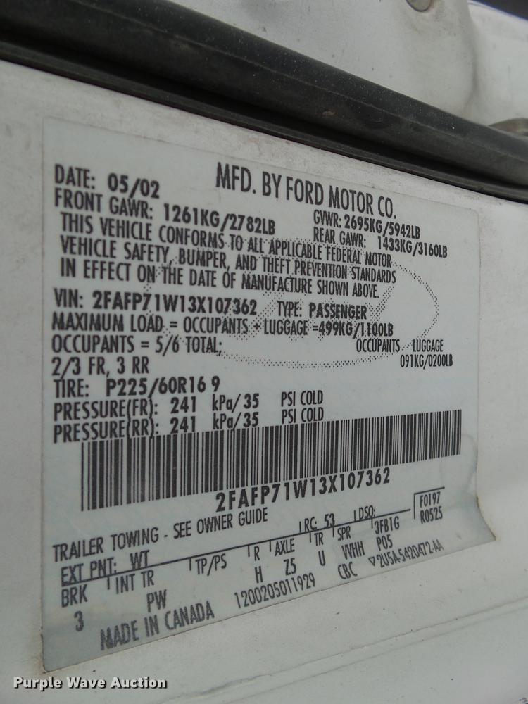 image for item DZ9187 2003 Ford Crown Victoria Police Interceptor