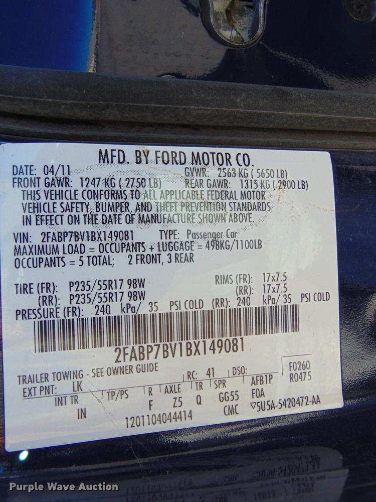 image for item EE9335 2011 Ford Crown Victoria Police Interceptor