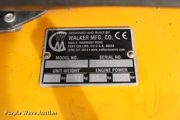 image for item EH9588 2012 Walker MBS29 ZTR lawn mower