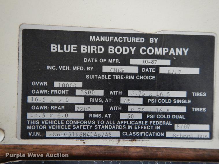 image for item J5510 1987 Chevrolet G30 school bus