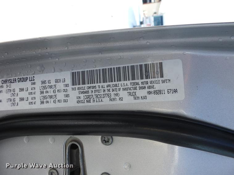 image for item AY9628 2012 Dodge Ram 1500 Crew Cab pickup truck