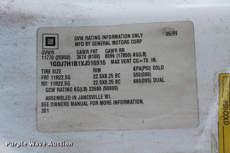 image for item DB5075 1999 GMC 7500 flat dump bed truck