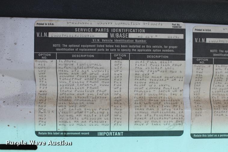 image for item DB5075 1999 GMC 7500 flat dump bed truck