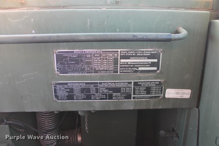 image for item DB5076 1984 Am General M923 flatbed truck