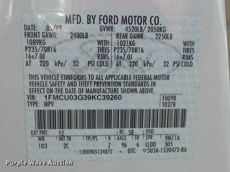image for item DB6324 2009 Ford Escape XLT SUV