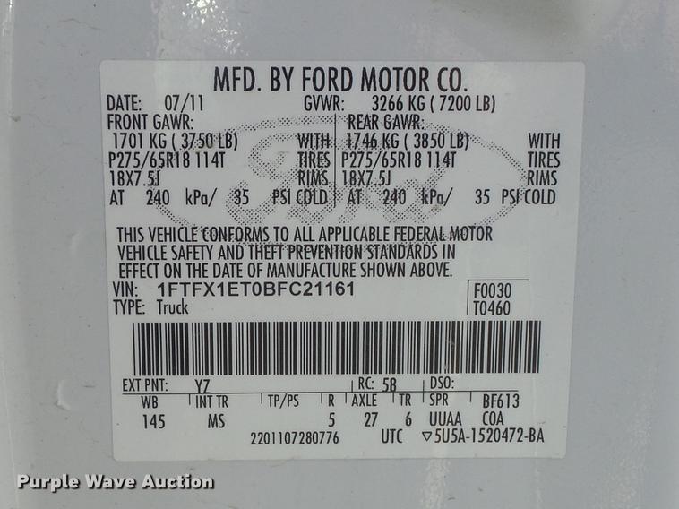 image for item DB6326 2011 Ford F150 XLT SuperCab pickup truck