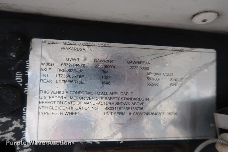 image for item DD9568 2003 Mckenzie Medallion camper