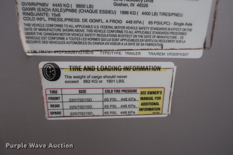 image for item DD9571 2007 Keystone VR1 camper