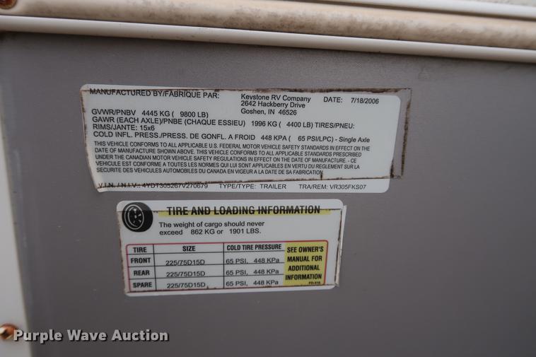 image for item DD9571 2007 Keystone VR1 camper