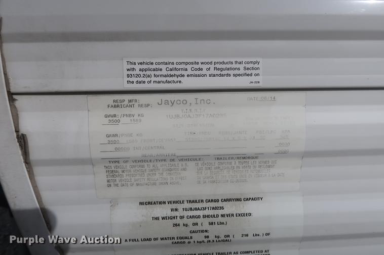 image for item DD9574 2015 Jayco Jayflight SLX camper