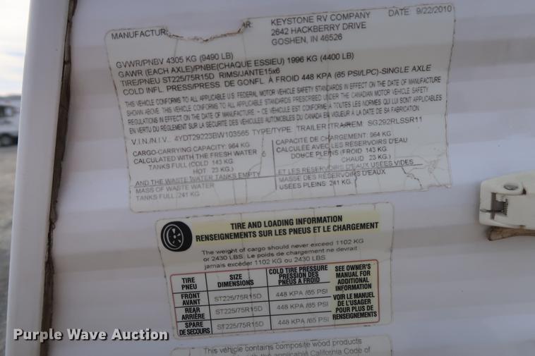 image for item DD9576 2011 Keystone Springdale camper