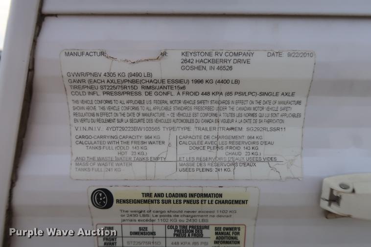 image for item DD9576 2011 Keystone Springdale camper