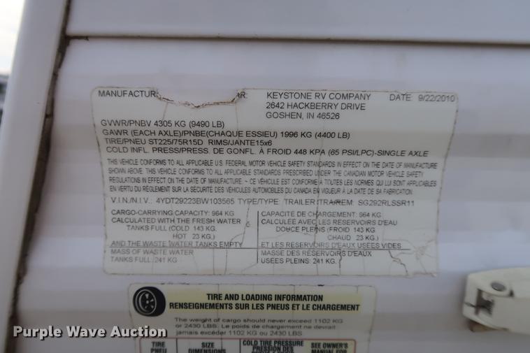 image for item DD9576 2011 Keystone Springdale camper