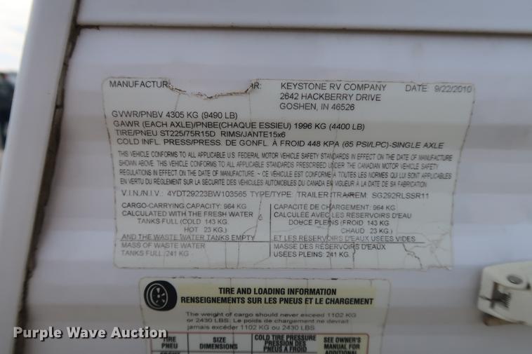 image for item DD9576 2011 Keystone Springdale camper