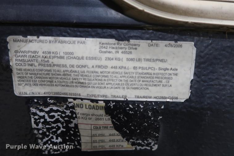 image for item DD9579 2006 Keystone Hornet camper