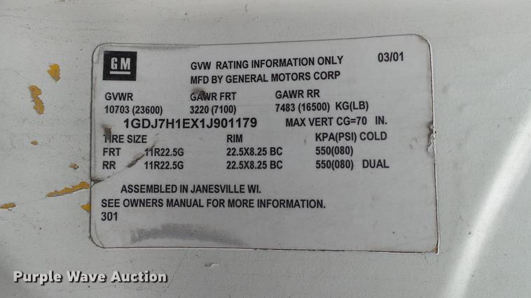 image for item DT9077 2001 GMC 6500 box truck