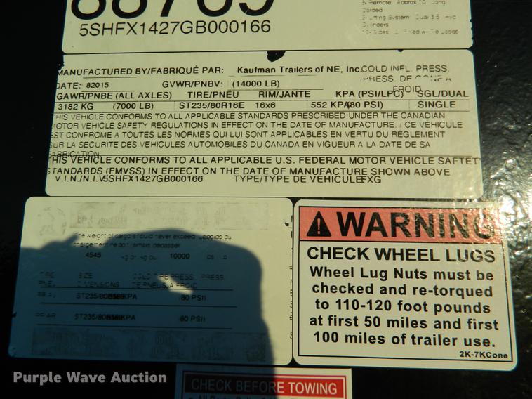 image for item DB6682 2016 Kaufman dump trailer