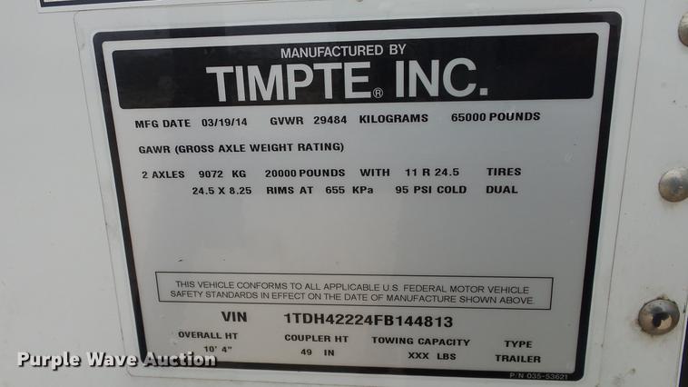 image for item DC2354 2015 Timpte double hopper bottom grain trailer