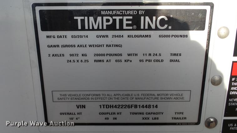 image for item DC2370 2015 Timpte double hopper bottom grain trailer