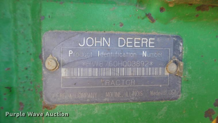 image for item DC2443 1991 John Deere 8760 4WD tractor