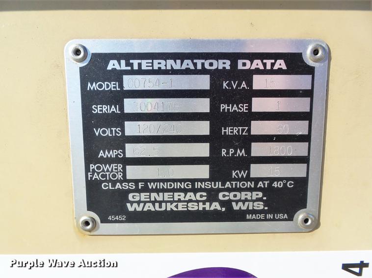 image for item DC7464 1998 Generac 00754-1 generator