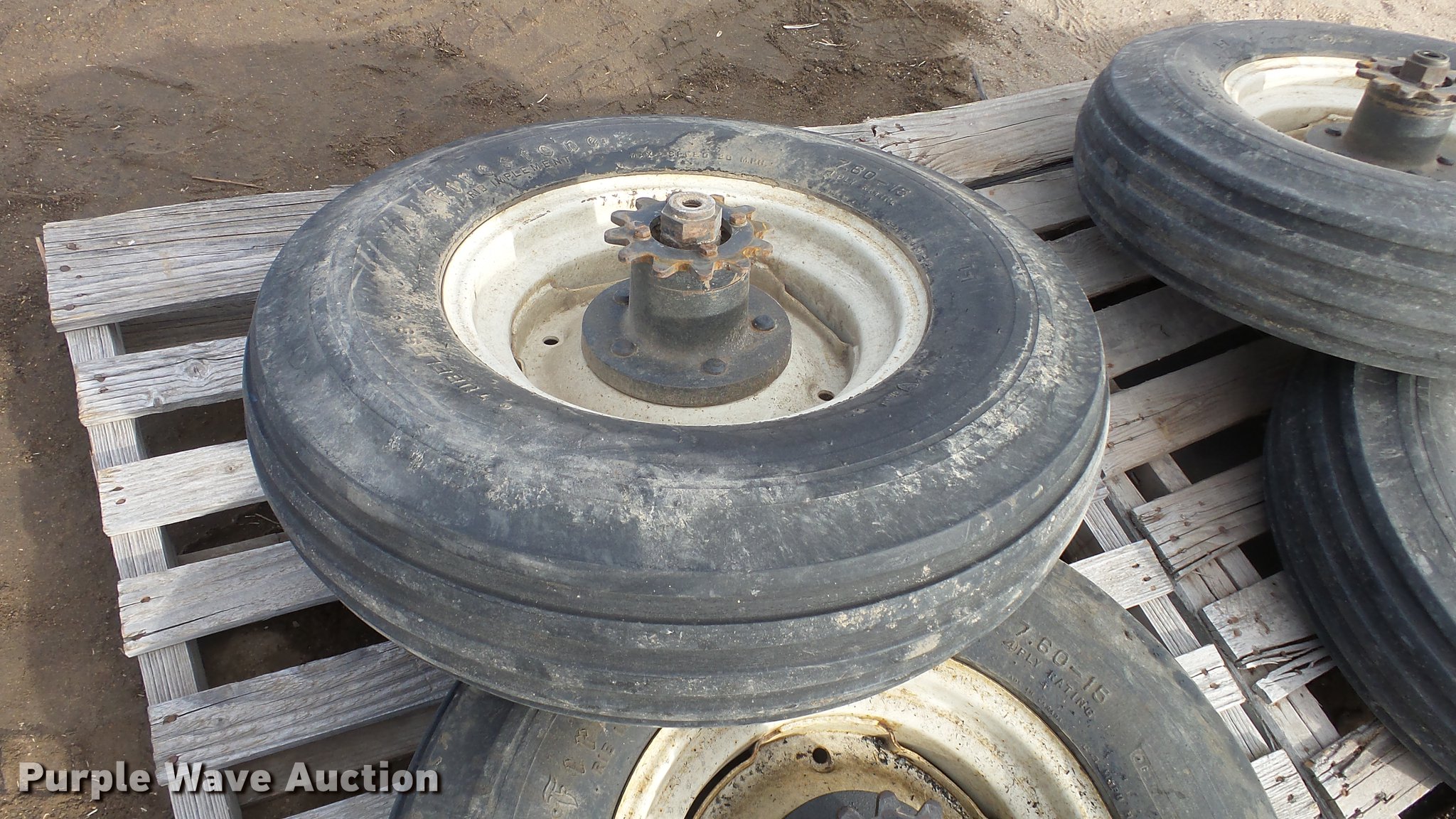 (4) 7.6015 tires and wheels in Kinsley, KS Item EC9524 sold Purple