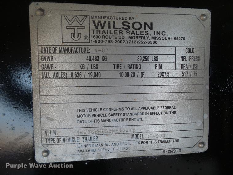 image for item DZ9190 2008 Wilson CF-900 flatbed trailer