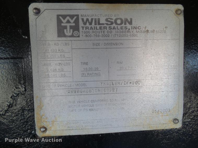 image for item DZ9191 2004 Wilson CF-900 flatbed trailer